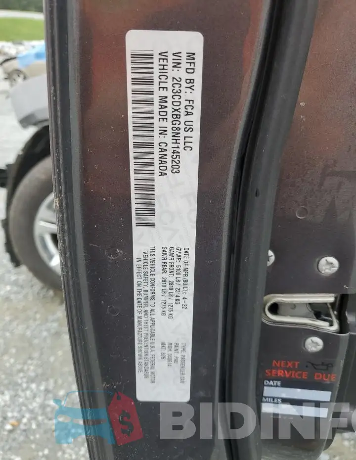 2C3CDXBG8NH145203 Photo# 13