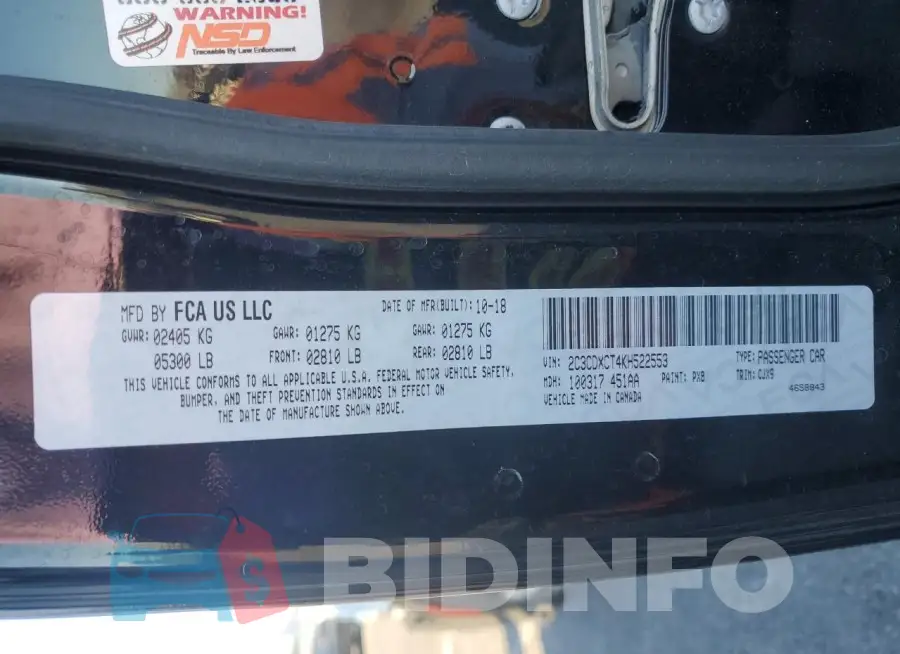 2C3CDXCT4KH522553 Photo# 12