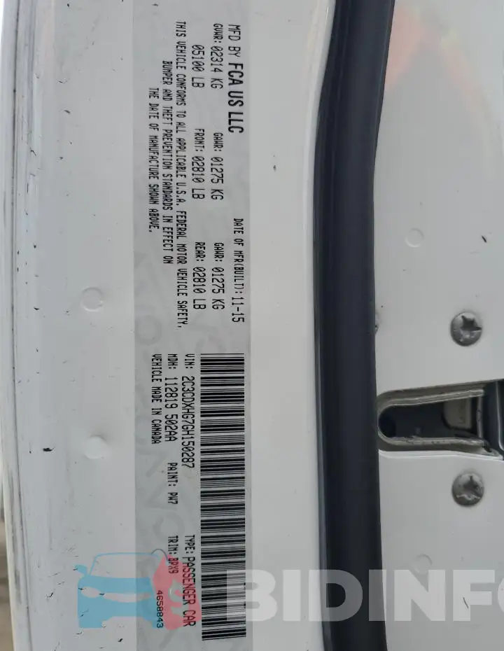 2C3CDXHG7GH150287 Photo# 12