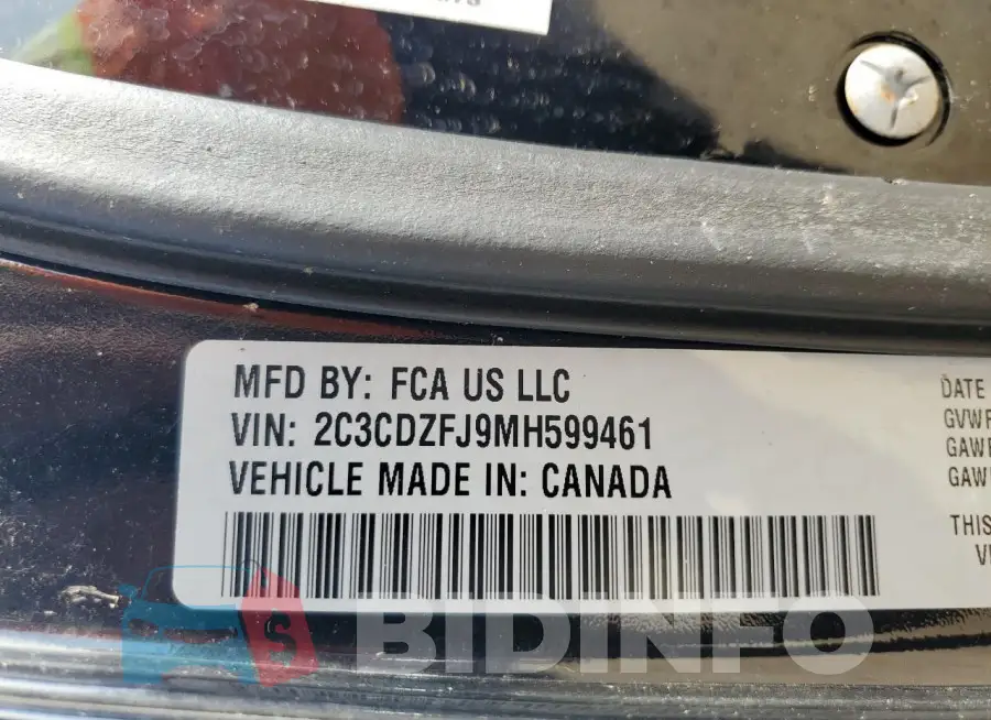 2C3CDZFJ9MH599461 Photo# 12