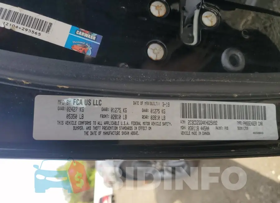 2C3CDZGG4KH625092 Photo# 13