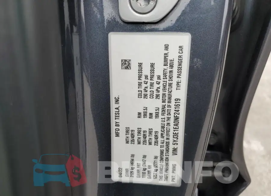 5YJ3E1EA0NF241619 Photo# 12