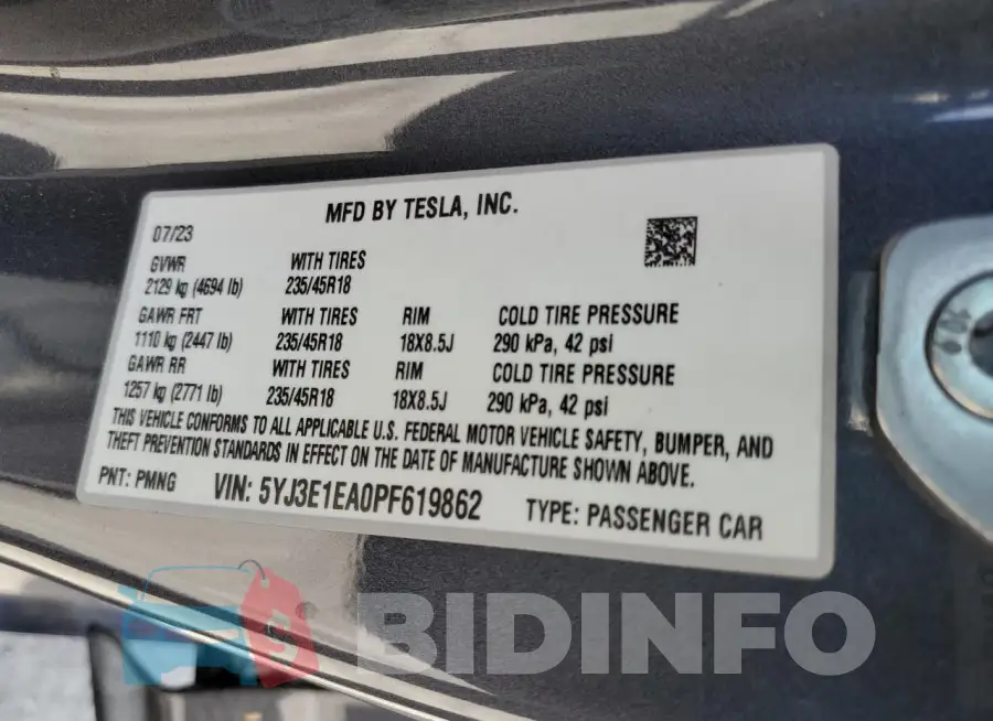 5YJ3E1EA0PF619862 Photo# 12