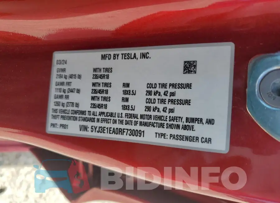5YJ3E1EA0RF730091 Photo# 12
