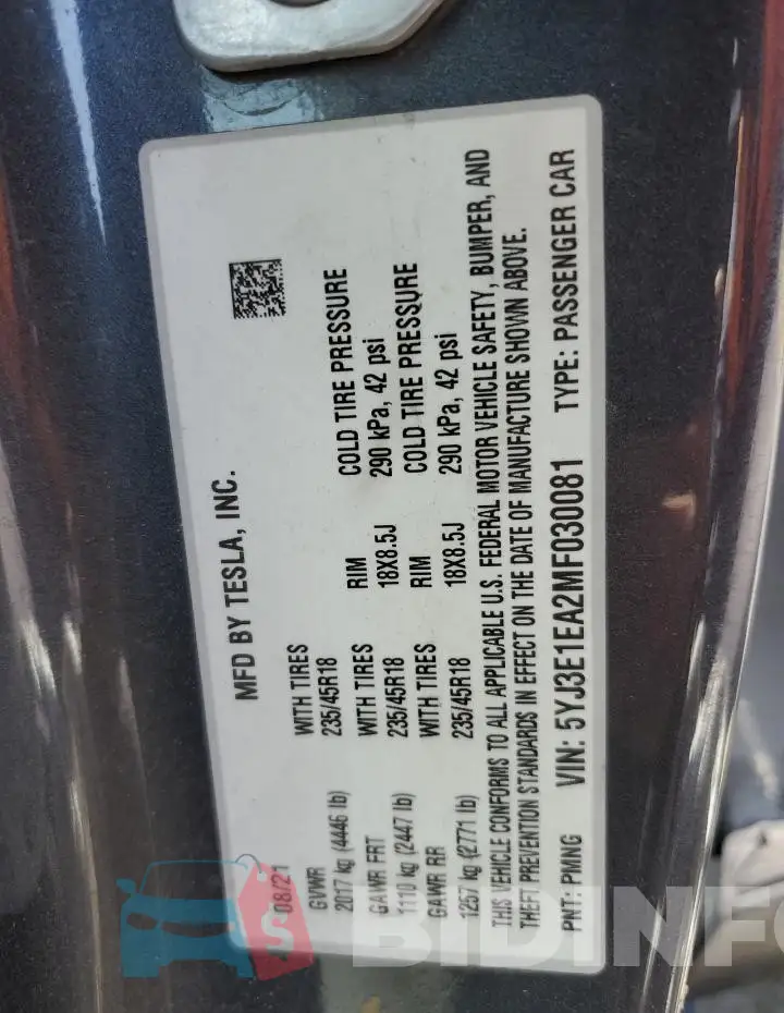 5YJ3E1EA2MF030081 Photo# 13