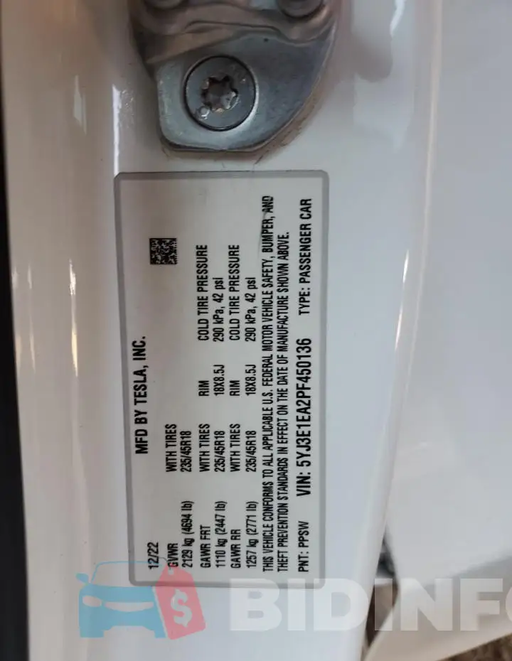 5YJ3E1EA2PF450136 Photo# 13