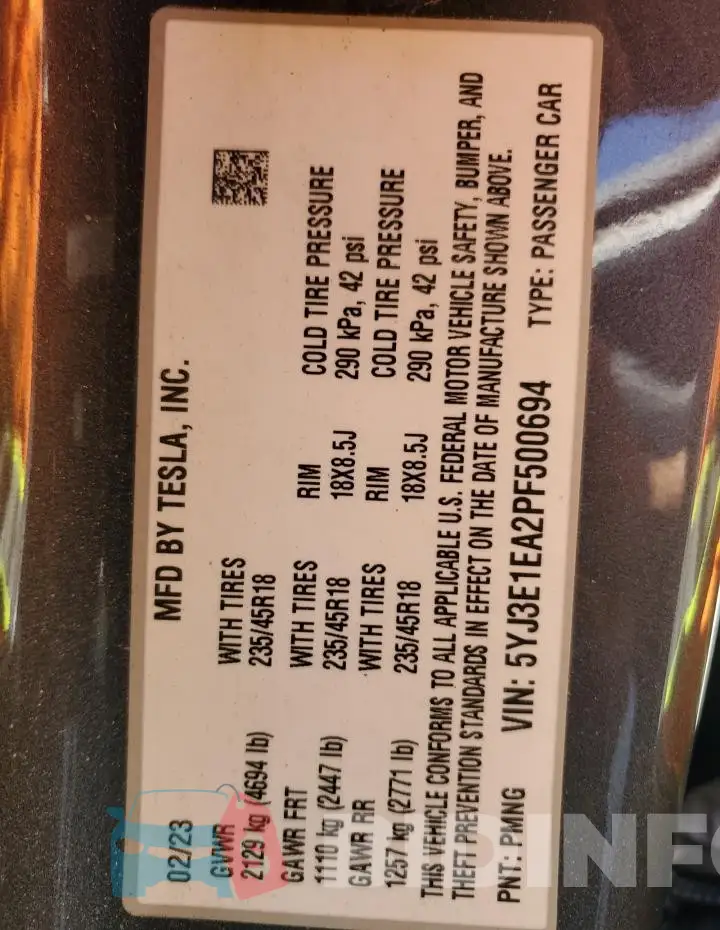 5YJ3E1EA2PF500694 Photo# 12