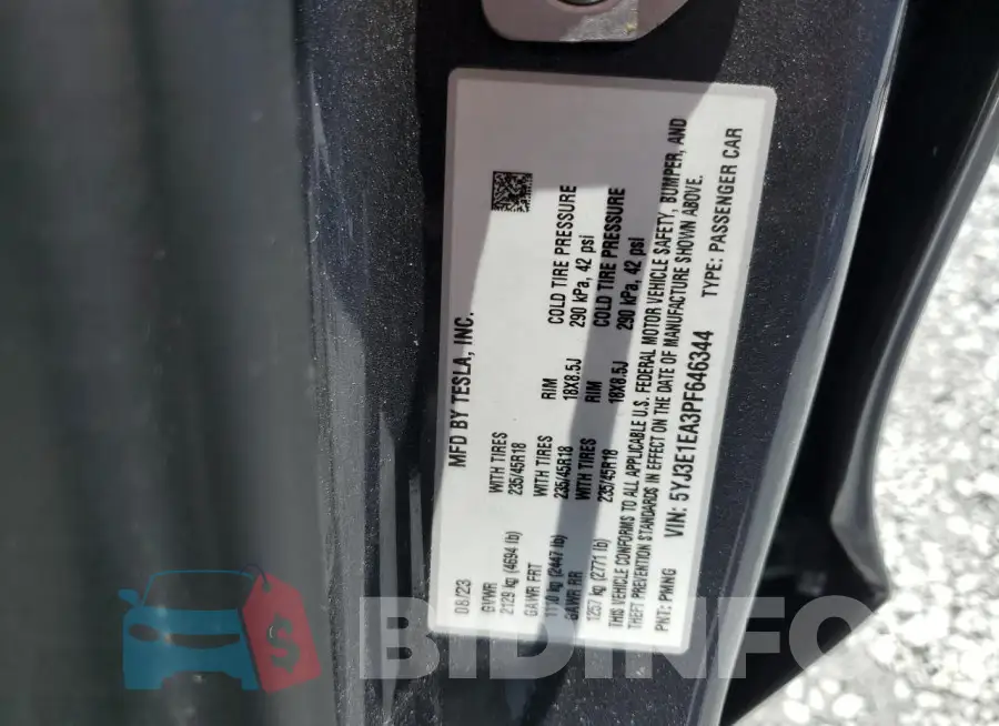 5YJ3E1EA3PF646344 Photo# 13