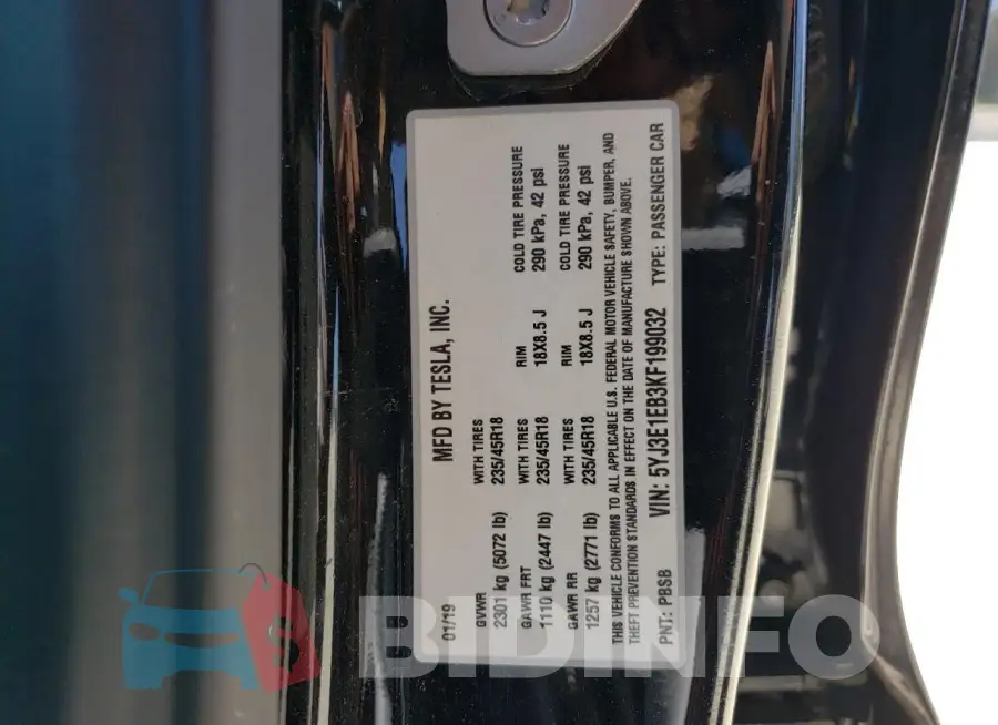 5YJ3E1EB3KF199032 Photo# 12