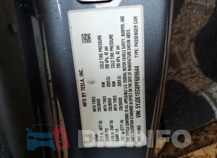 5YJ3E1EC8PF689644 Photo# 12