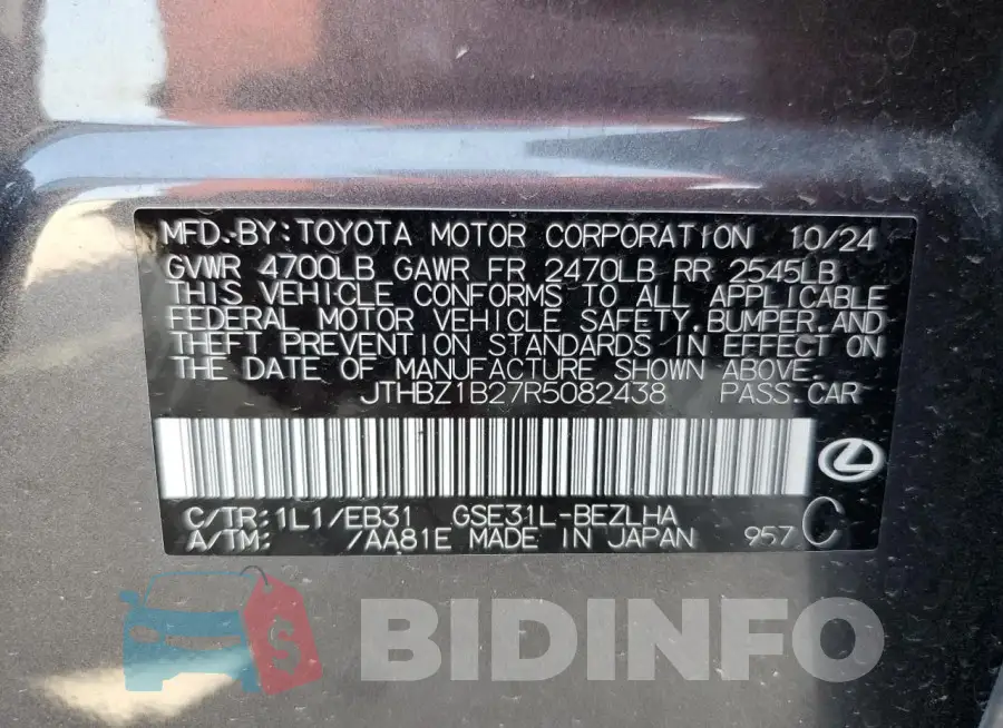 JTHBZ1B27R5082438 Photo# 13