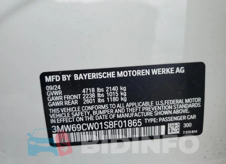 3MW69CW01S8F01865 Photo# 12