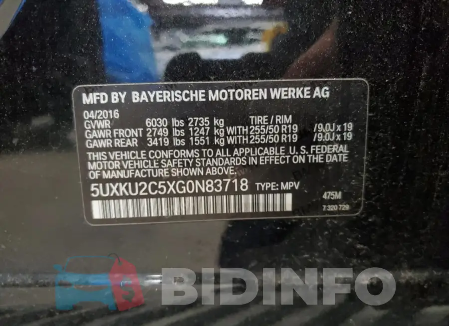 5UXKU2C5XG0N83718 Photo# 13