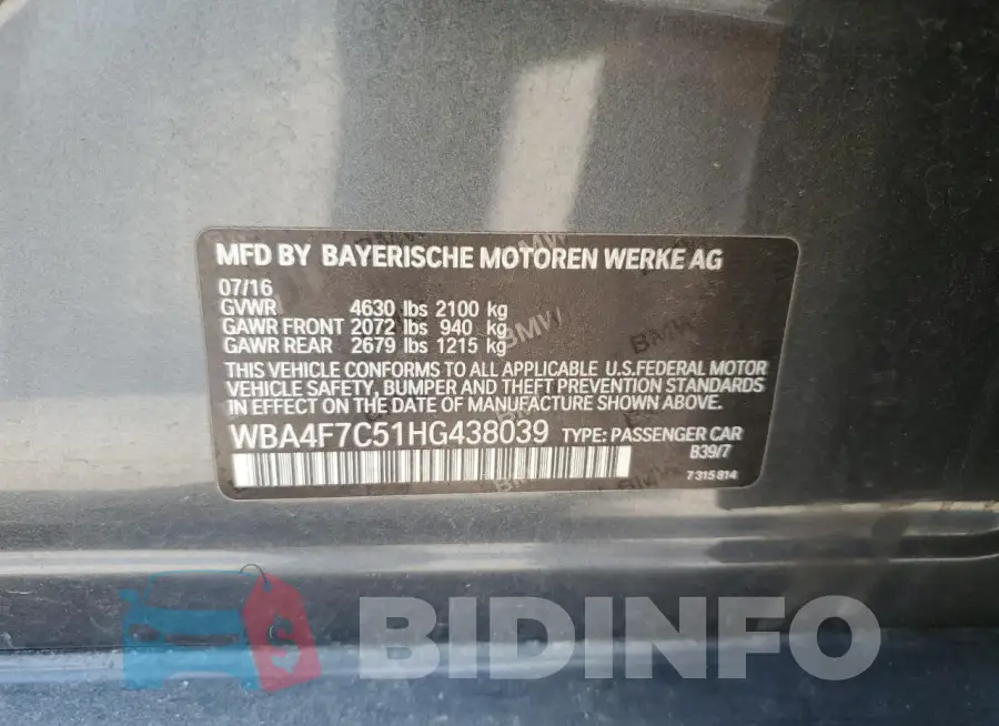 WBA4F7C51HG438039 Photo# 12