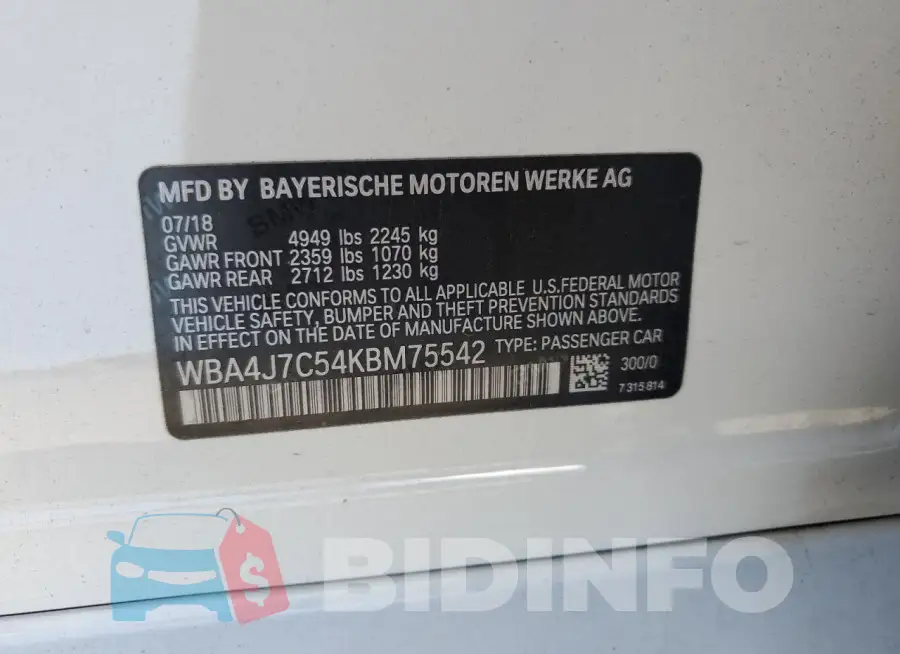 WBA4J7C54KBM75542 Photo# 12