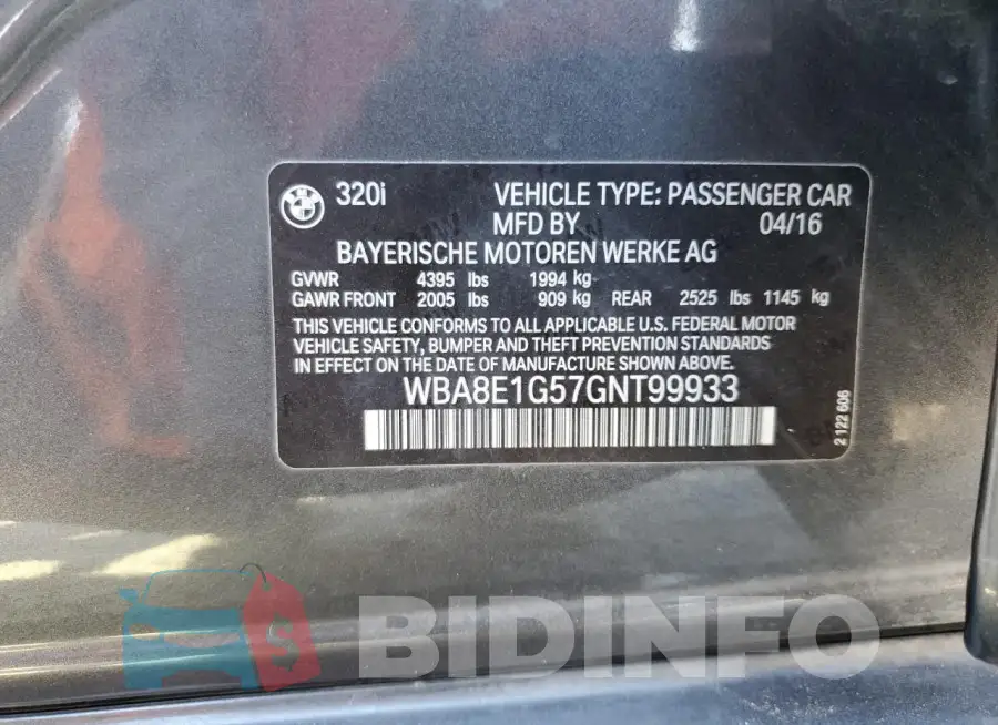 WBA8E1G57GNT99933 Photo# 12