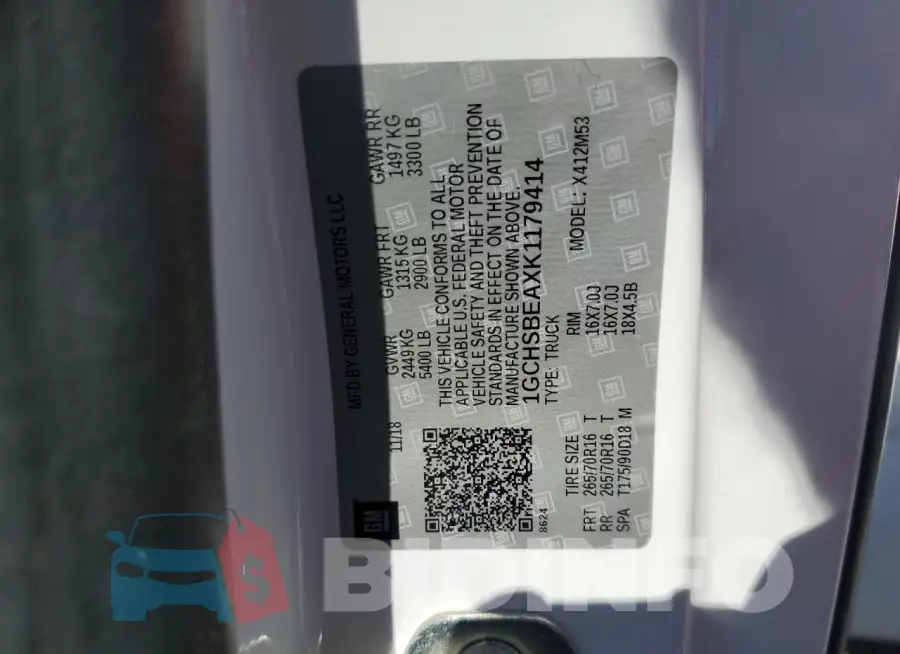 1GCHSBEAXK1179414 Photo# 12