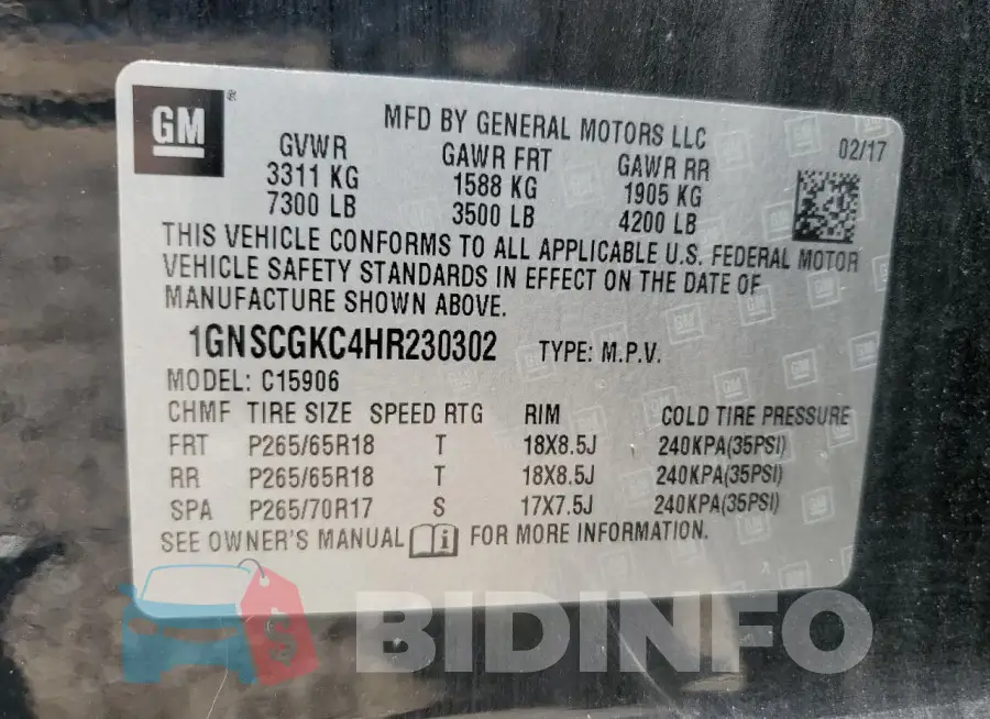 1GNSCGKC4HR230302 Photo# 13