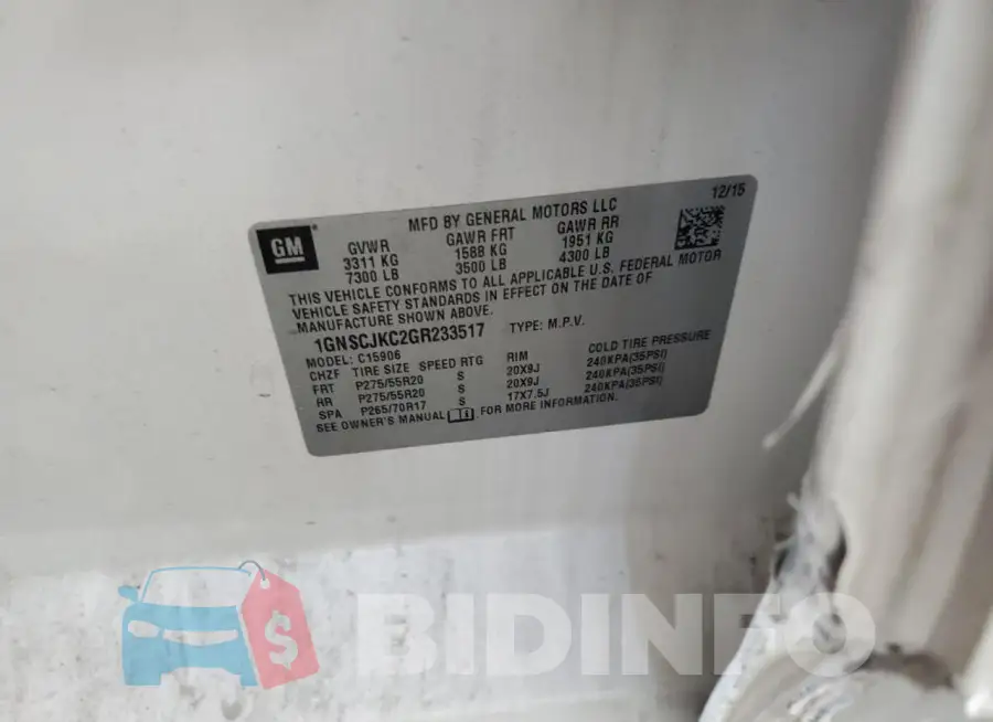 1GNSCJKC2GR233517 Photo# 13