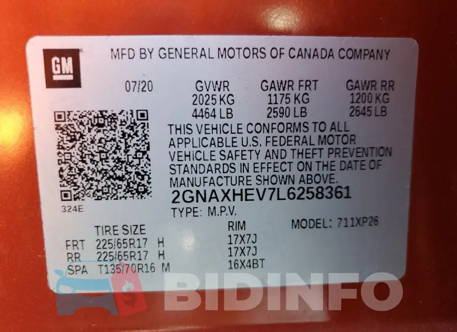 2GNAXHEV7L6258361 Photo# 12