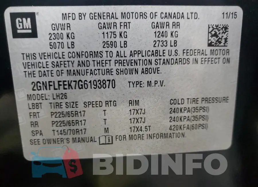 2GNFLFEK7G6193870 Photo# 14