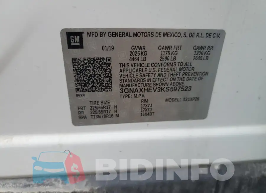 3GNAXHEV3KS597523 Photo# 13