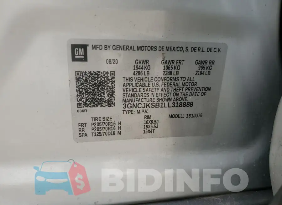 3GNCJKSB1LL318888 Photo# 13