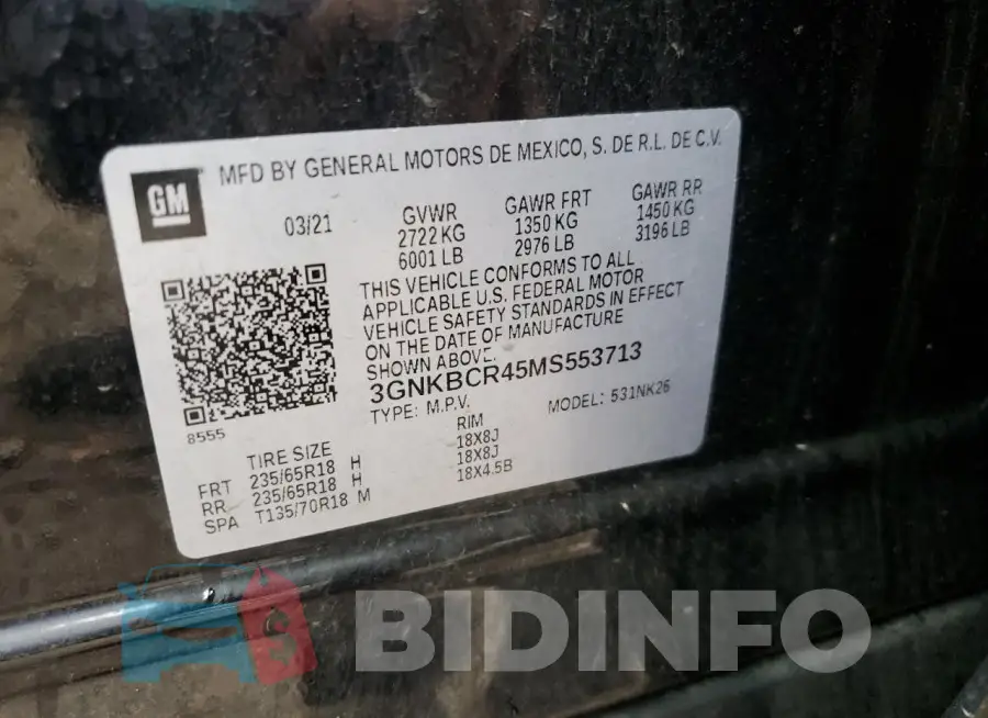 3GNKBCR45MS553713 Photo# 13