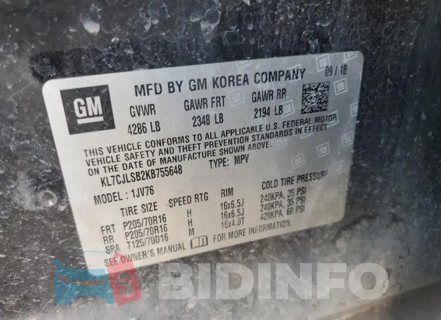 KL7CJLSB2KB755648 Photo# 12