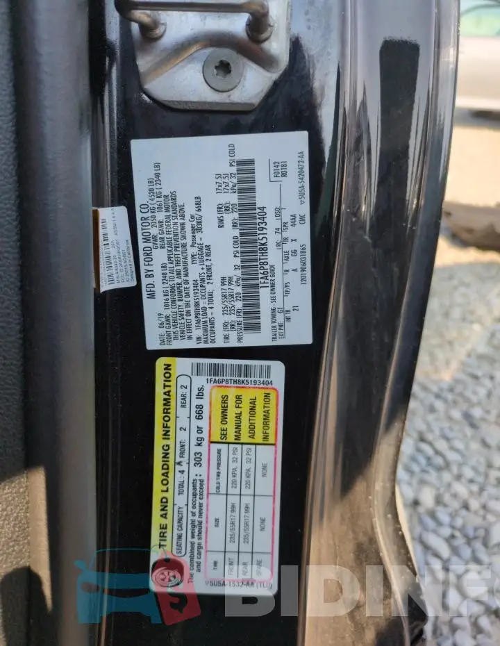 1FA6P8TH8K5193404 Photo# 12