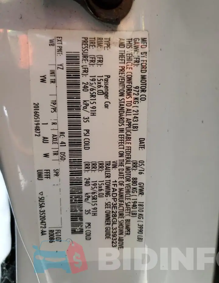 1FADP3E28GL339323 Photo# 12