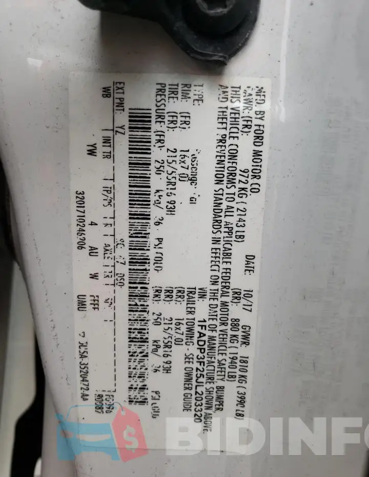 1FADP3F25JL203320 Photo# 13