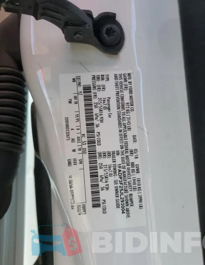 1FADP3F25JL293004 Photo# 12