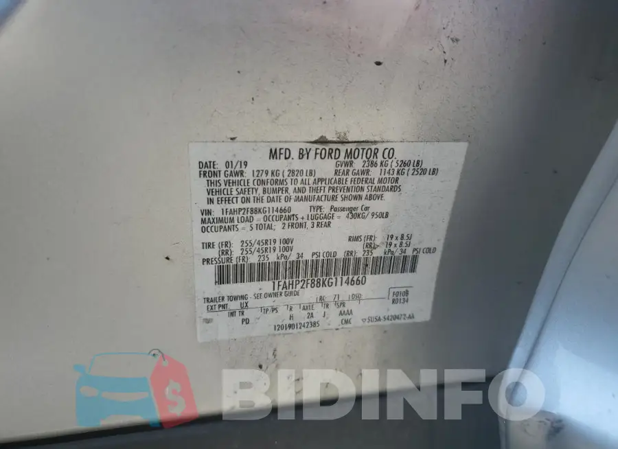 1FAHP2F88KG114660 Photo# 12