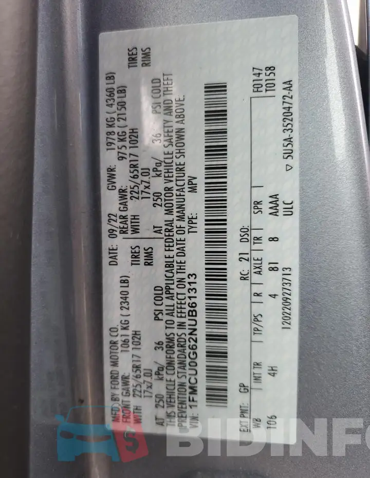 1FMCU0G62NUB61313 Photo# 13