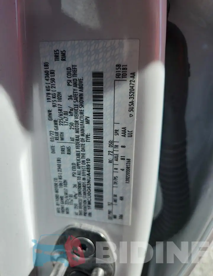 1FMCU0G63NUA48910 Photo# 13