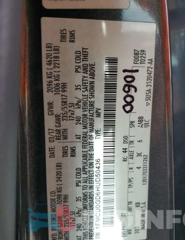 1FMCU0GD6HUD50436 Photo# 13