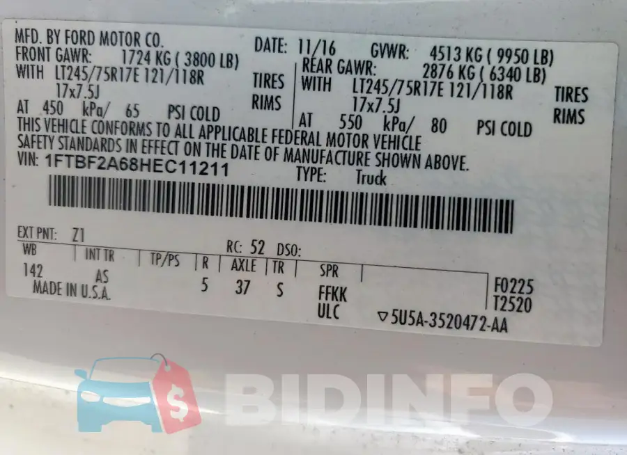 1FTBF2A68HEC11211 Photo# 12