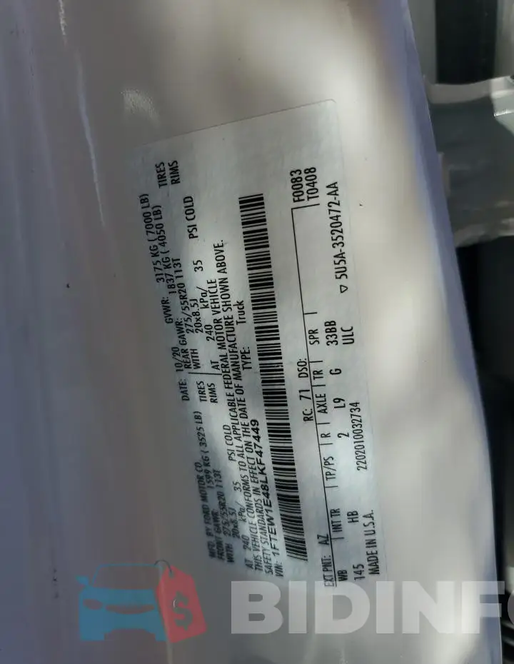 1FTEW1E48LKF47449 Photo# 13