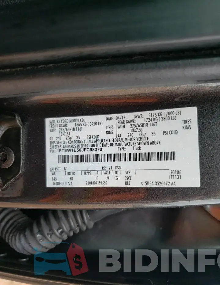 1FTEW1E50JFC98370 Photo# 12