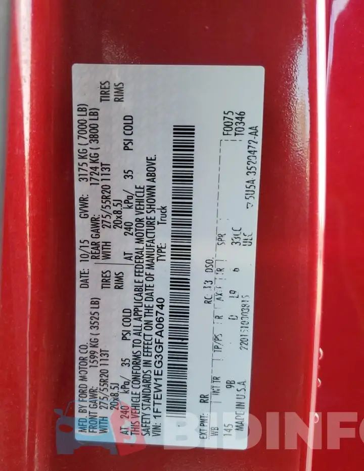 1FTEW1EG3GFA06740 Photo# 13