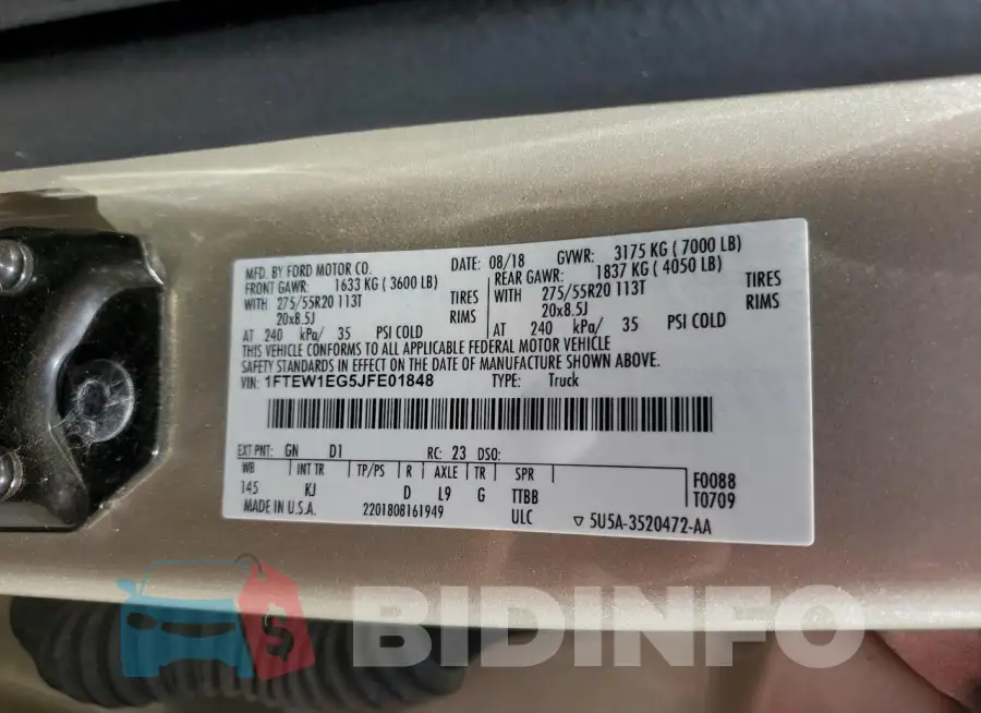 1FTEW1EG5JFE01848 Photo# 12