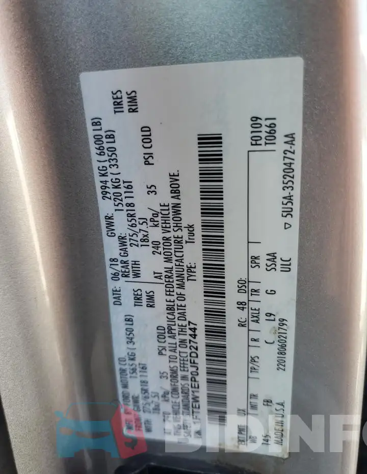 1FTEW1EP0JFD27447 Photo# 12
