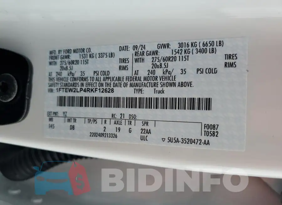 1FTEW2LP4RKF12628 Photo# 13