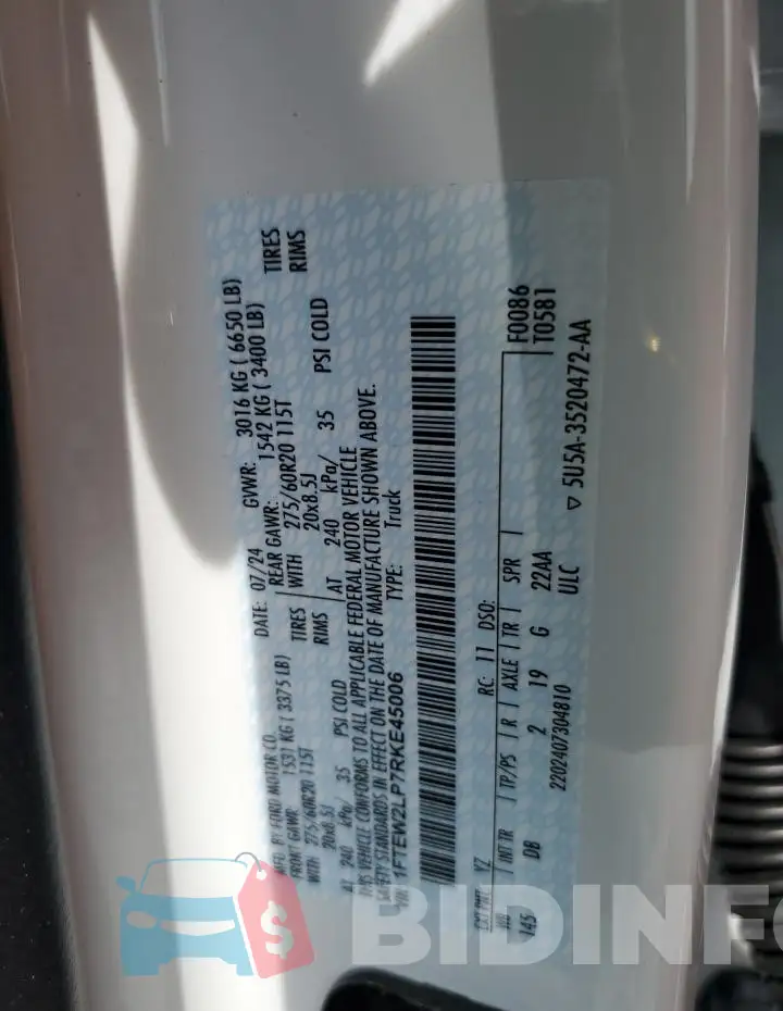 1FTEW2LP7RKE45006 Photo# 12