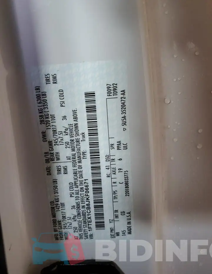 1FTEX1CB8JKF06671 Photo# 12