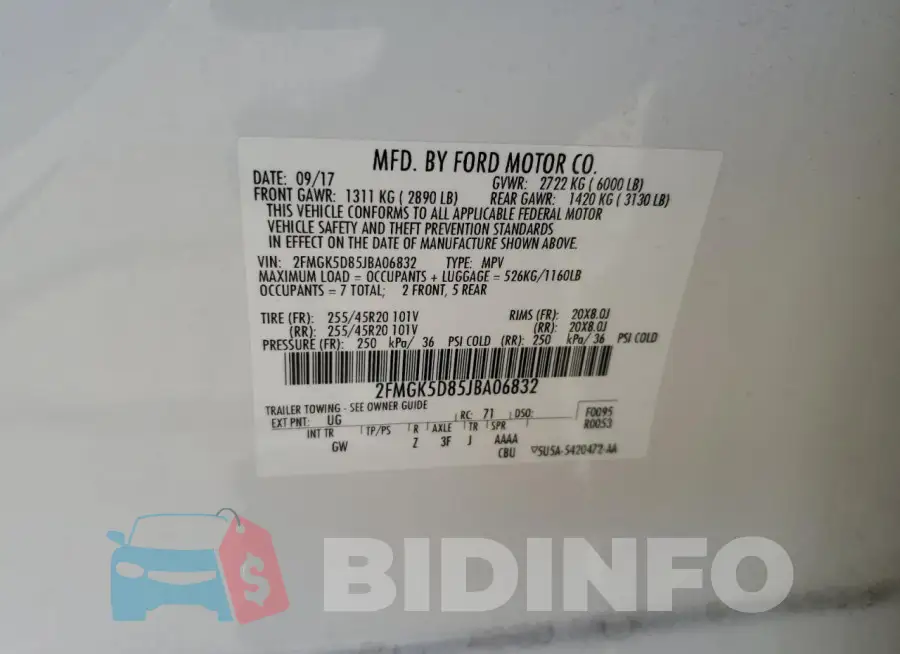 2FMGK5D85JBA06832 Photo# 13