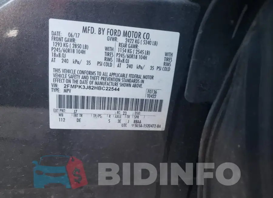 2FMPK3J82HBC22544 Photo# 14