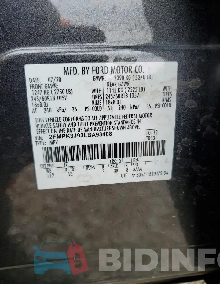 2FMPK3J93LBA93408 Photo# 14