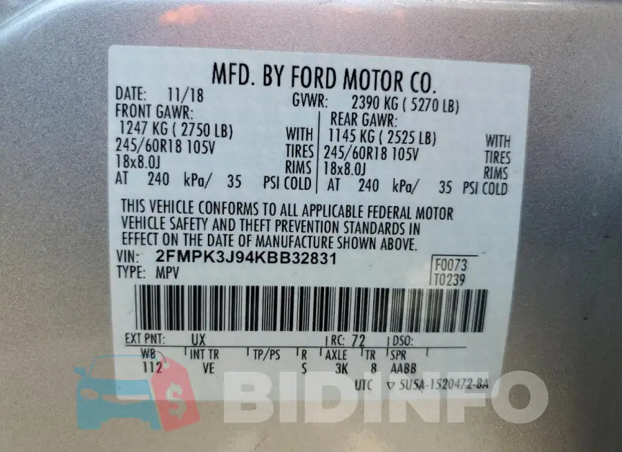 2FMPK3J94KBB32831 Photo# 13